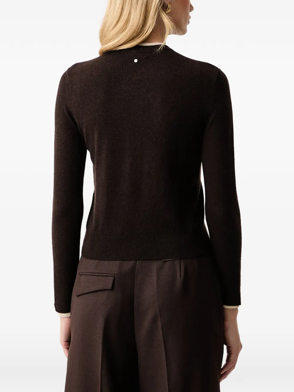 Armani Exchange contrast-trim ribbed-edge sweater Bruin