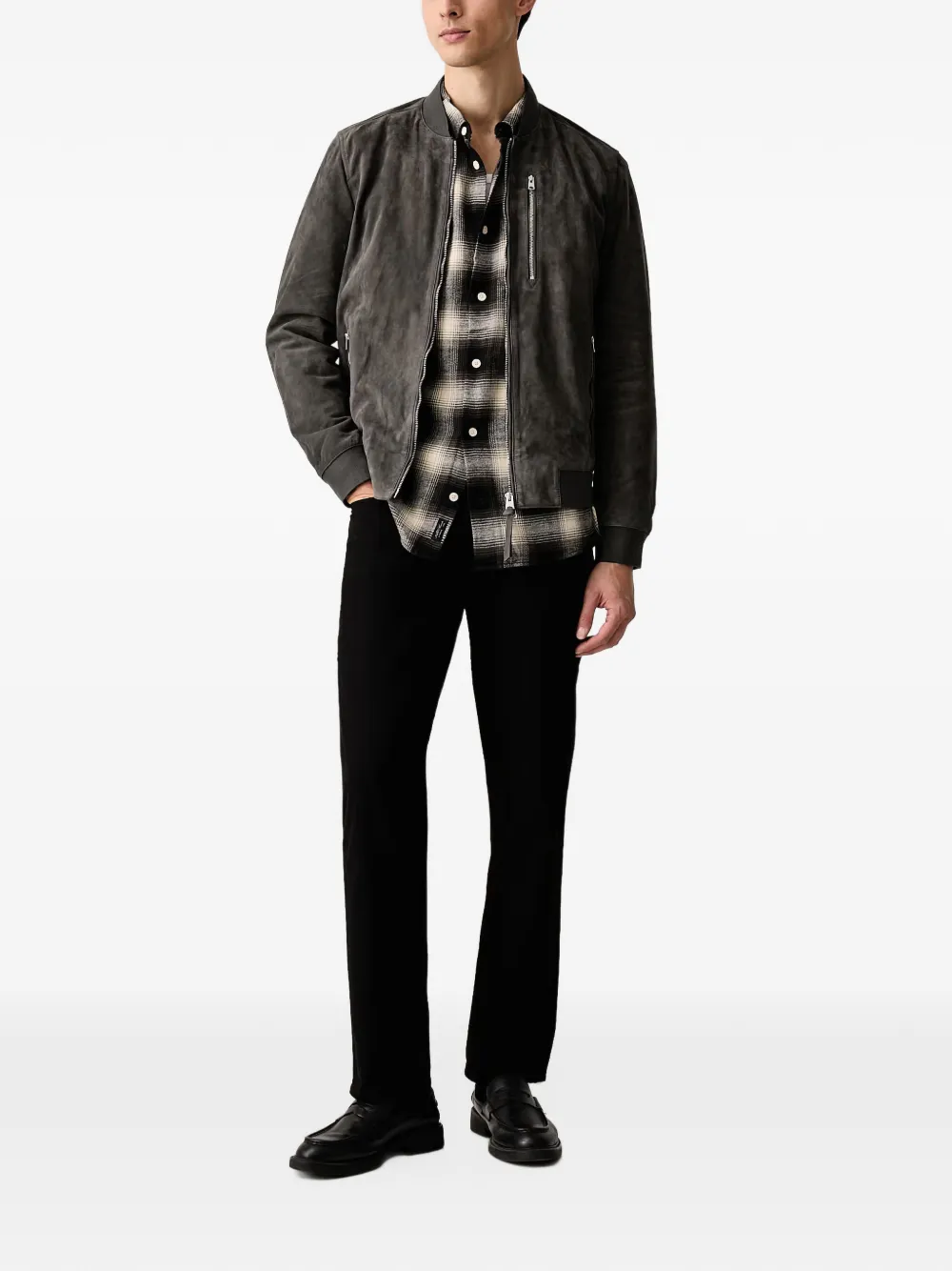 AllSaints baseline long-sleeve check shirt Groen