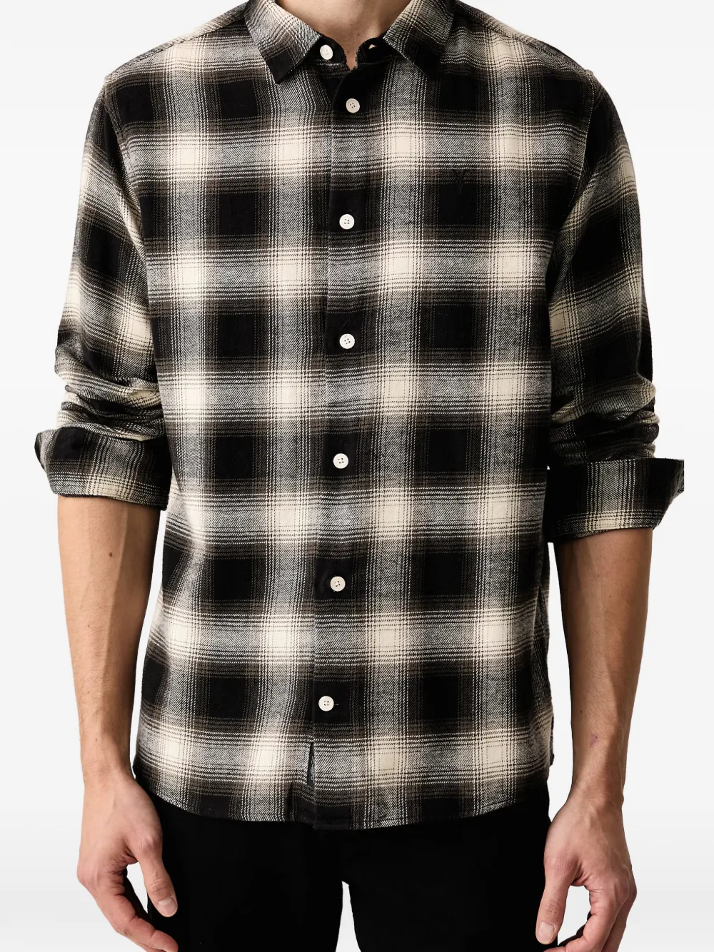 AllSaints baseline long-sleeve check shirt Groen