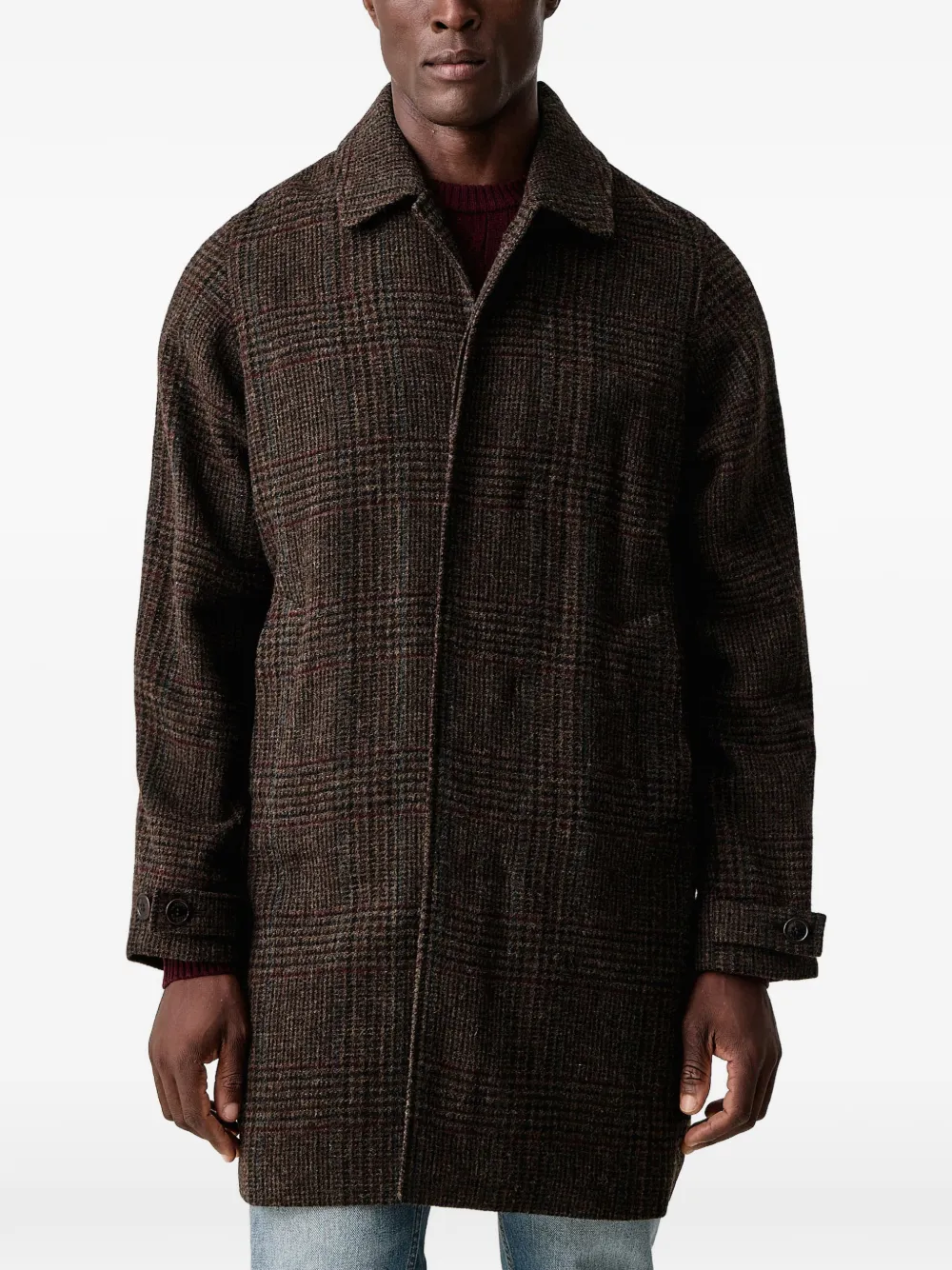 Barbour Lorden check wool overcoat - Marrone