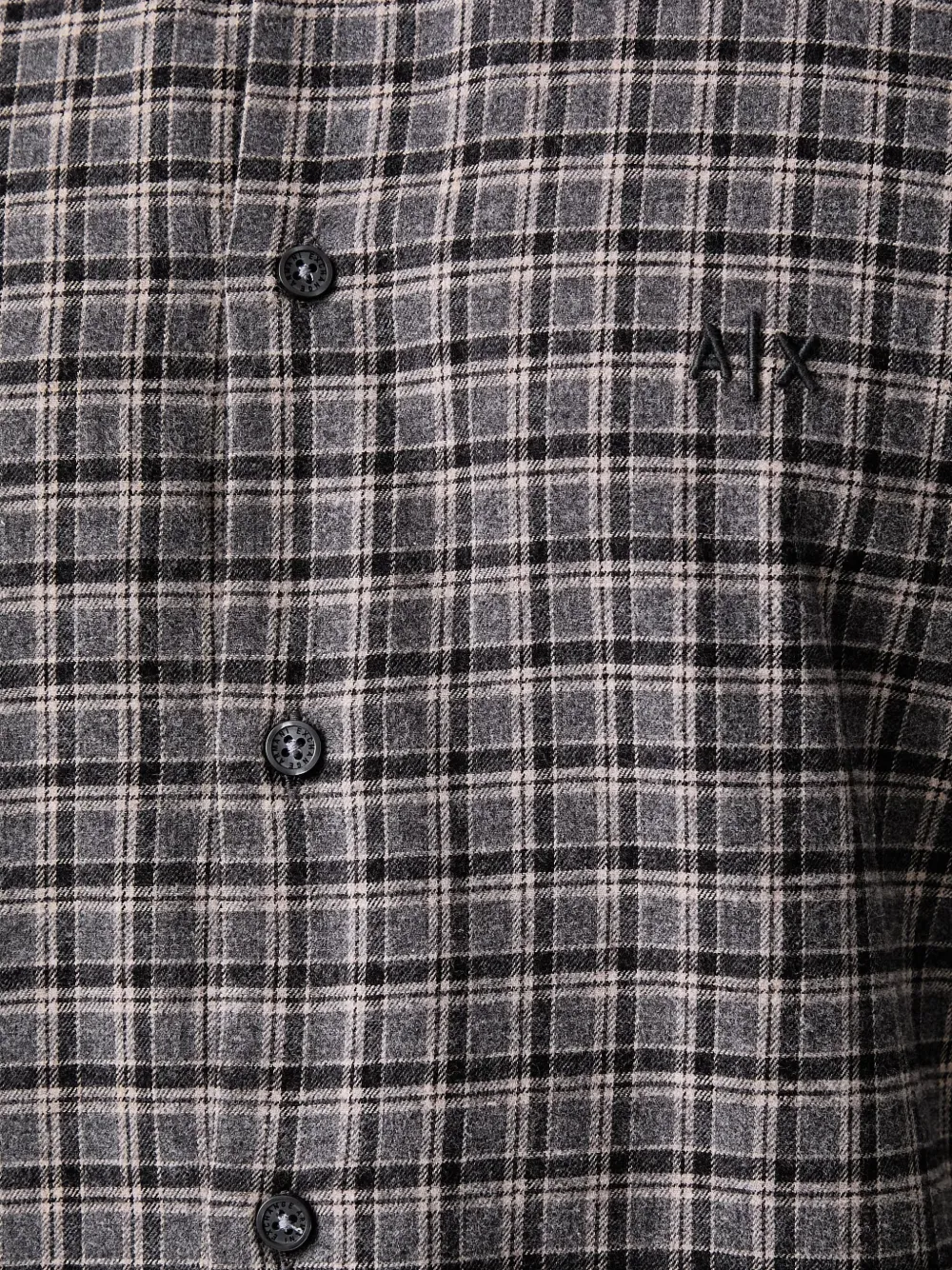 Armani Exchange check-pattern logo-embroidered shirt Grijs