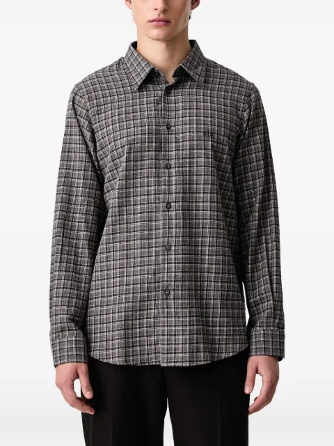 Armani Exchange check-pattern logo-embroidered shirt