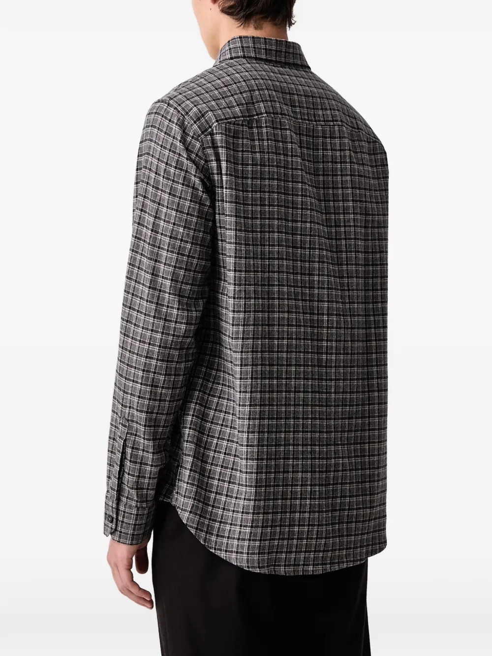 Armani Exchange check-pattern logo-embroidered shirt Grijs