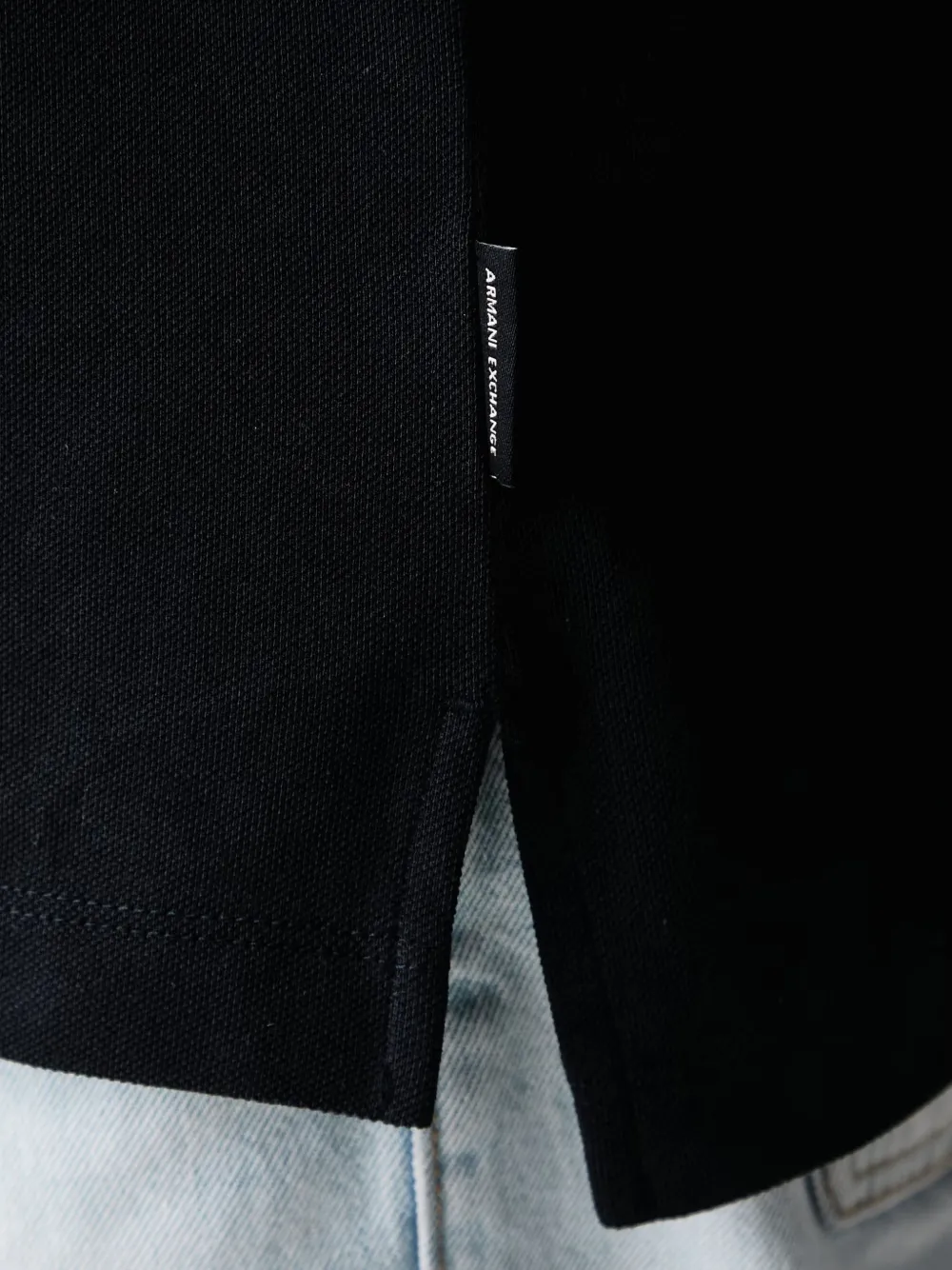 Armani Exchange logo-embroidered polo shirt Blauw