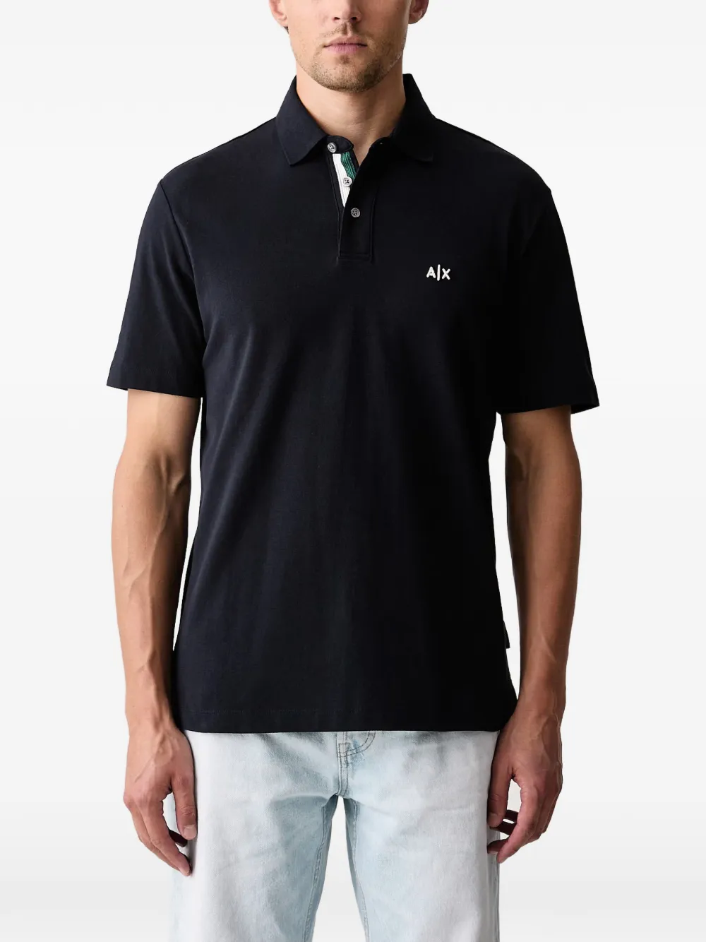 Armani Exchange logo-embroidered polo shirt - Blu