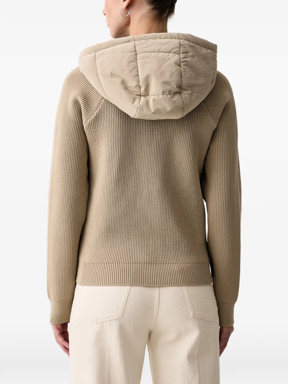 Aeronautica Militare quilted panel-knit jacket Beige