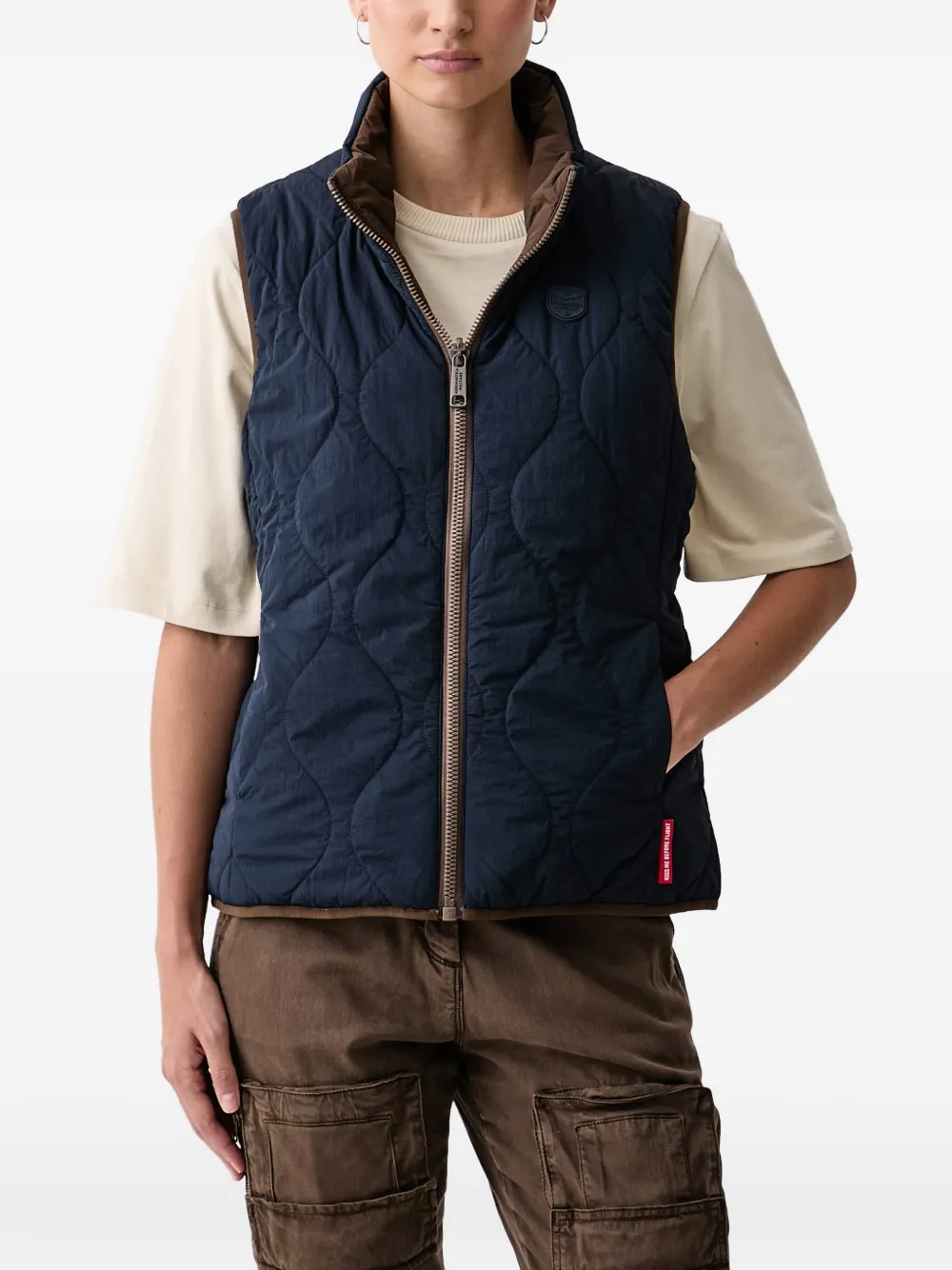 Aeronautica Militare reversible quilted gilet Blauw