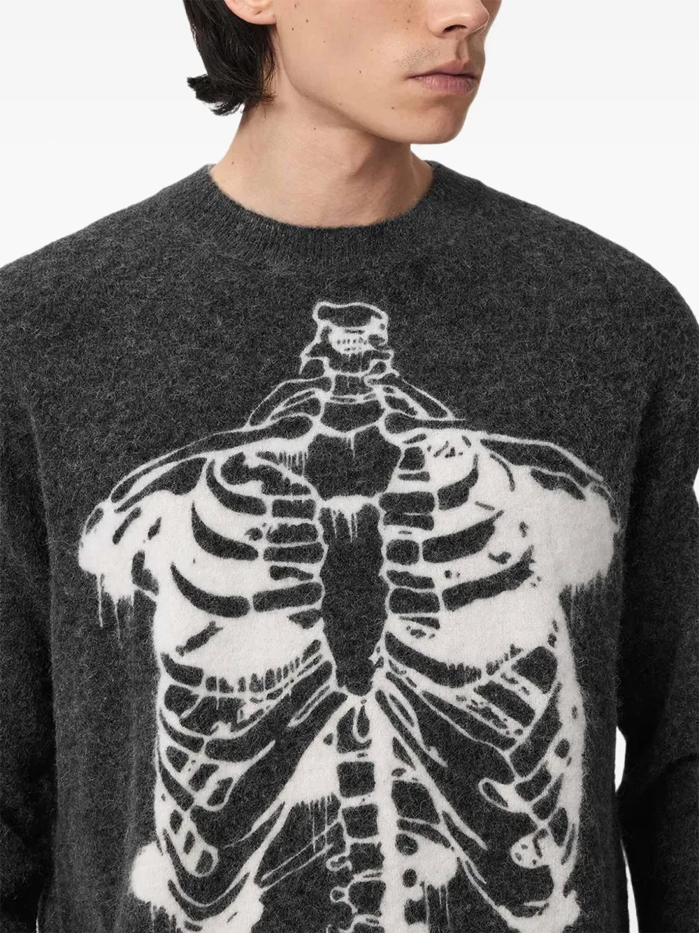 AllSaints Ribspill skeleton-print sweater Grijs