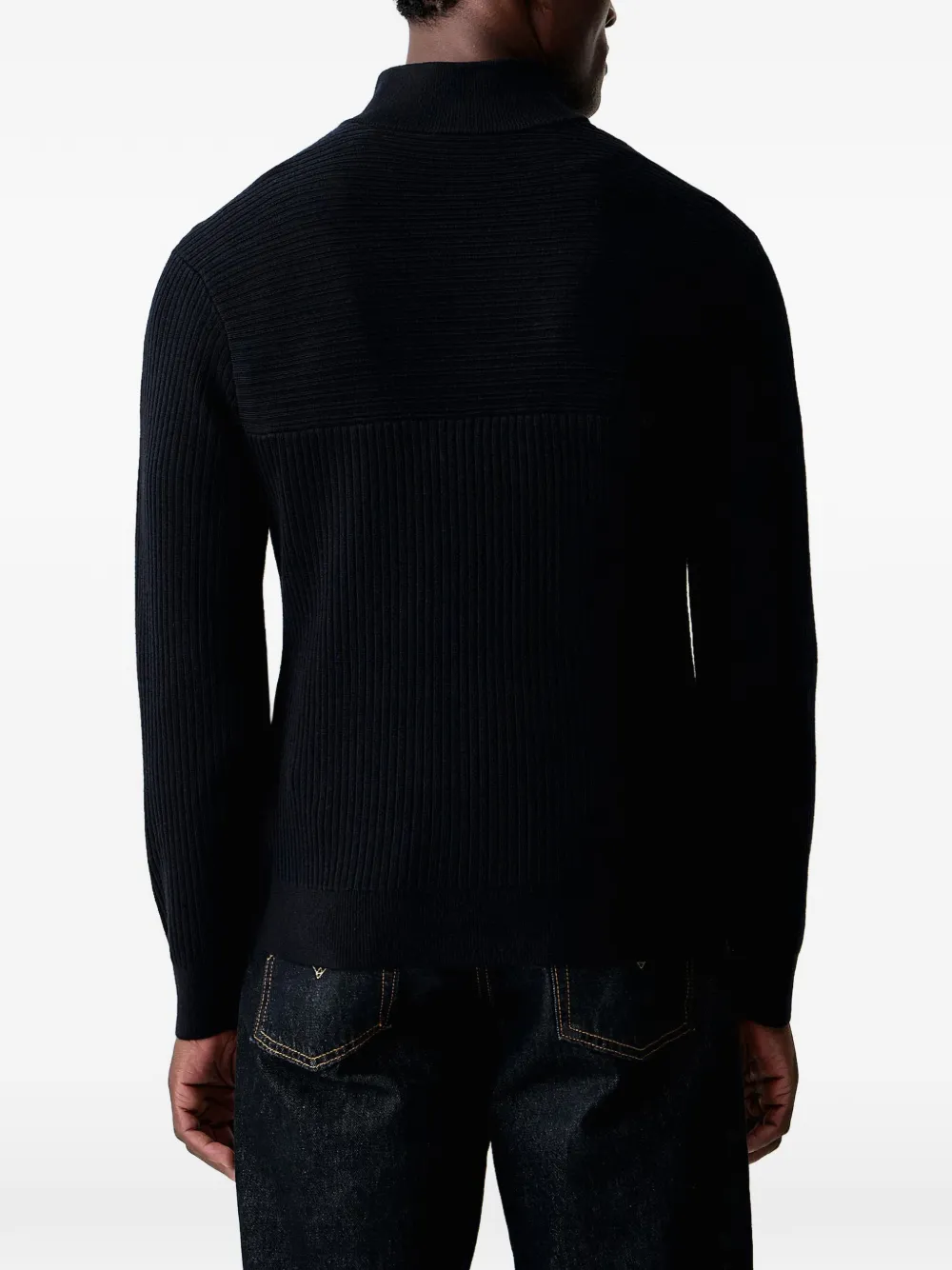 Armani Exchange ribbed quarter-zip sweater Blauw