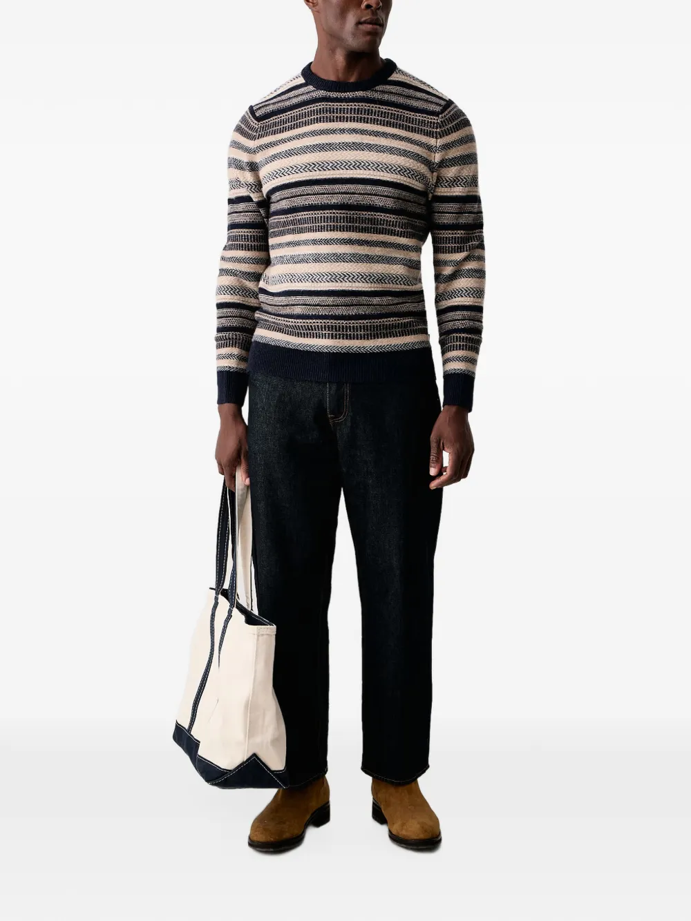 Barbour Highsted Fair Isle crew neck jumper Blauw