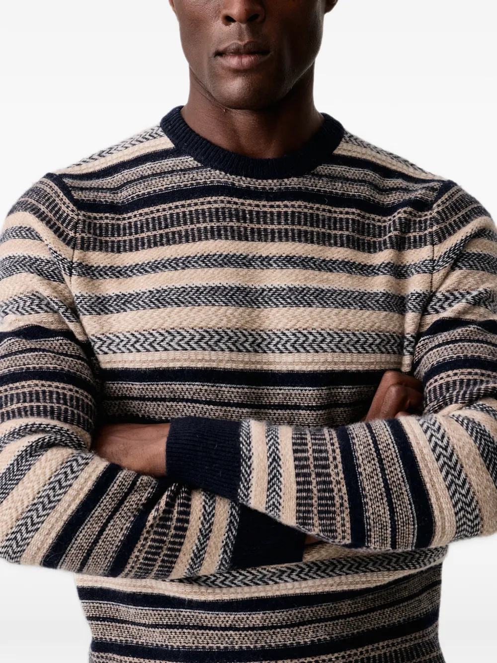 Barbour Highsted Fair Isle crew neck jumper Blauw