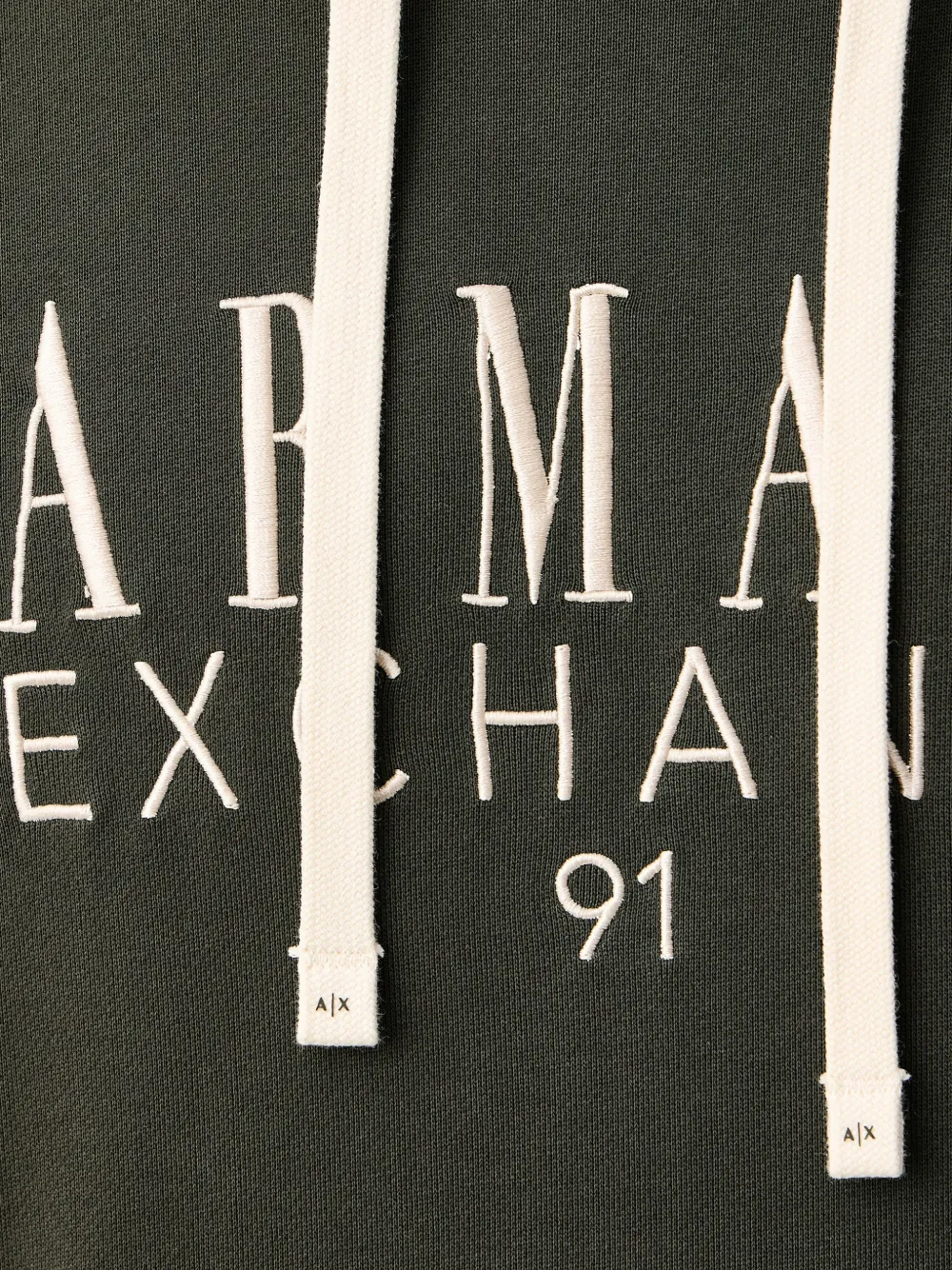 Armani Exchange logo-embroidered hoodie Groen