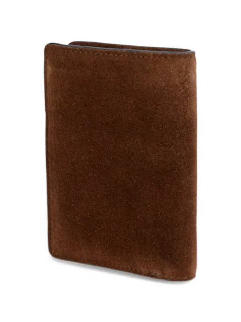 AllSaints suede logo-debossed wallet