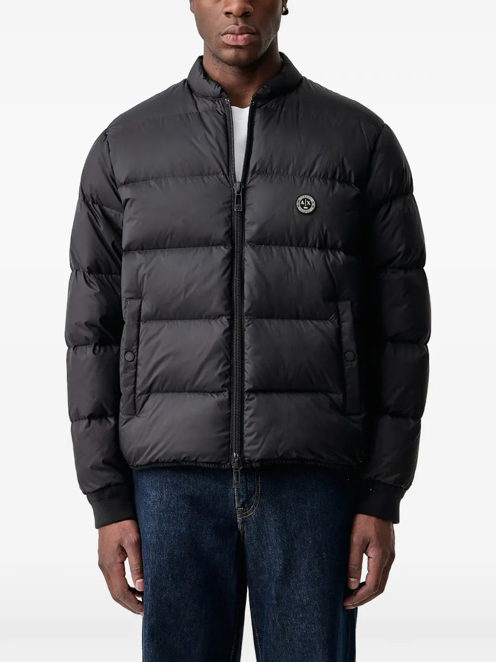 Armani Exchange quilted logo-patch jacket | Black | Image 1