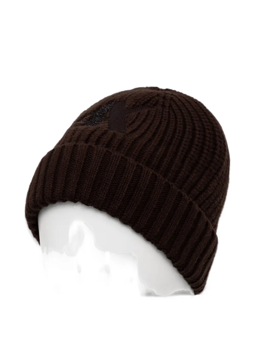 Armani Exchange sequin-logo ribbed-knit beanie hat Bruin