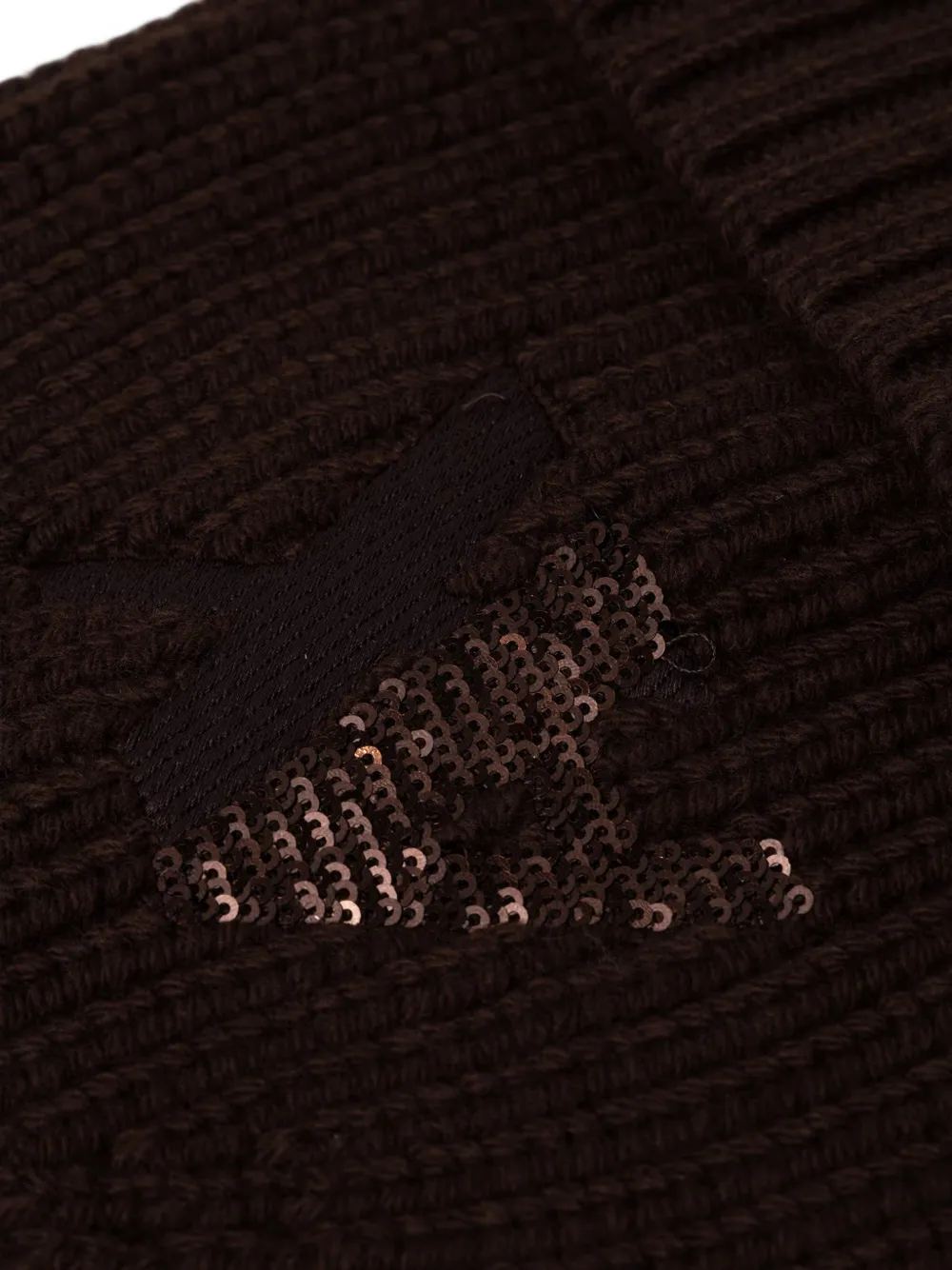 Armani Exchange sequin-logo ribbed-knit beanie hat Bruin