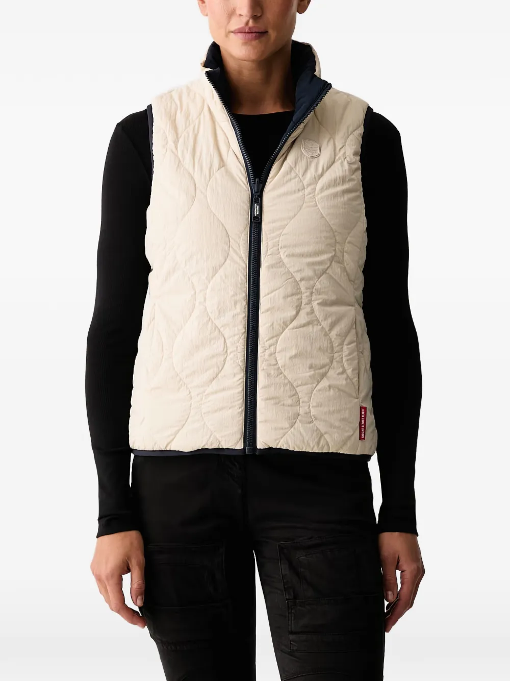 Aeronautica Militare quilted reversible gilet Beige