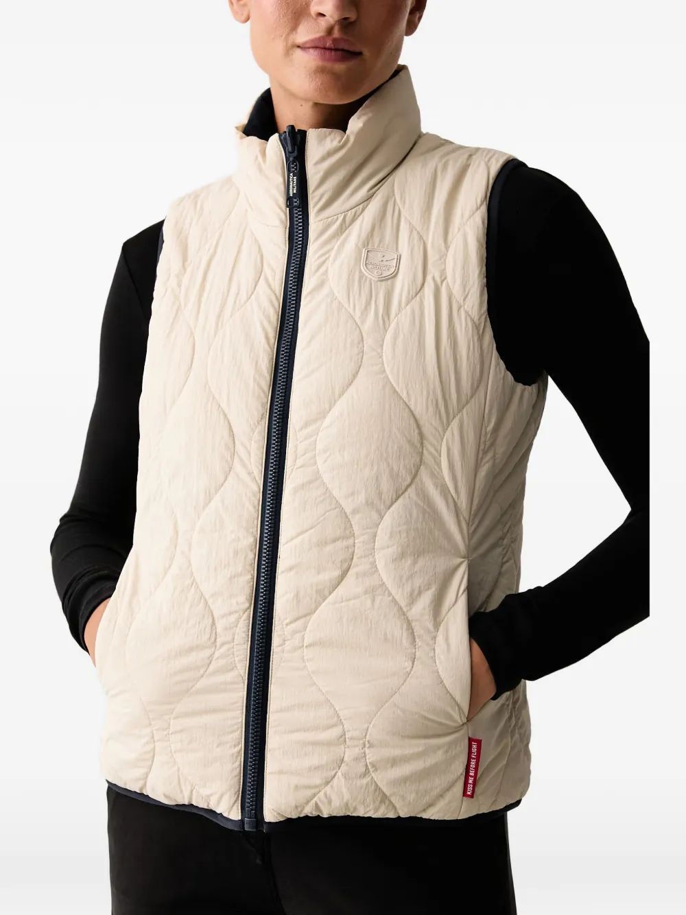 Aeronautica Militare quilted reversible gilet Beige