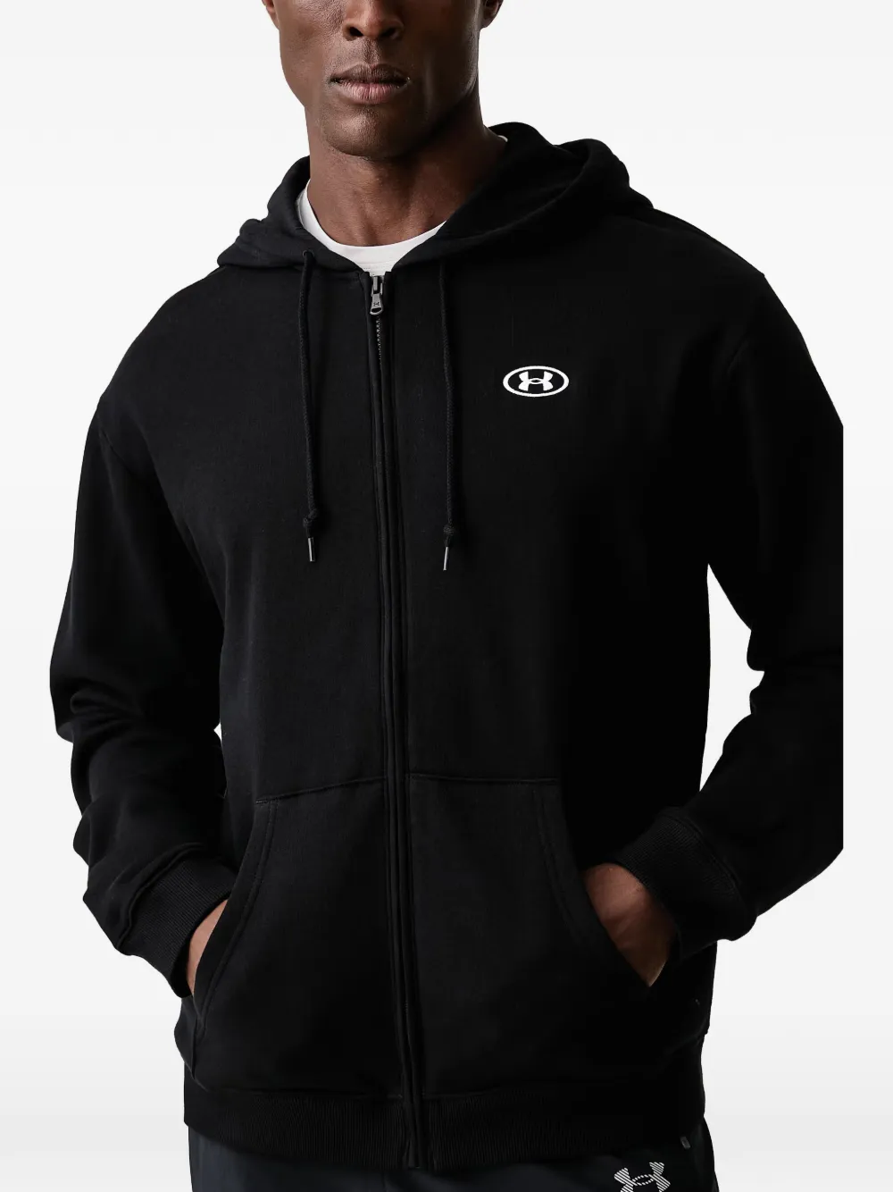 Under Armour logo-embroidered zip-up hoodie Zwart