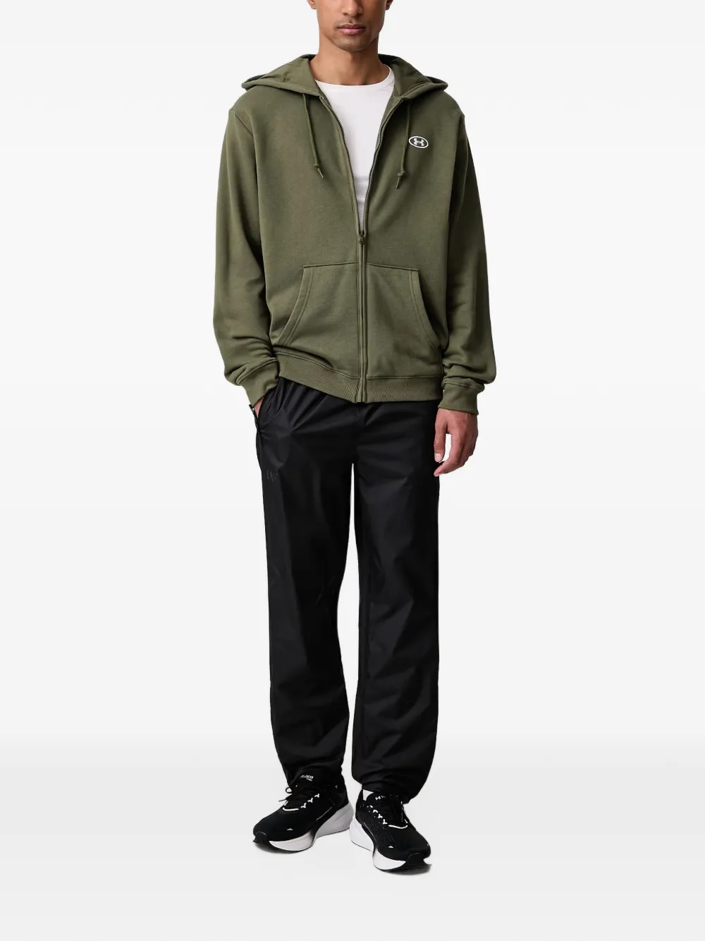 Under Armour logo-embroidered zip-up hoodie Groen