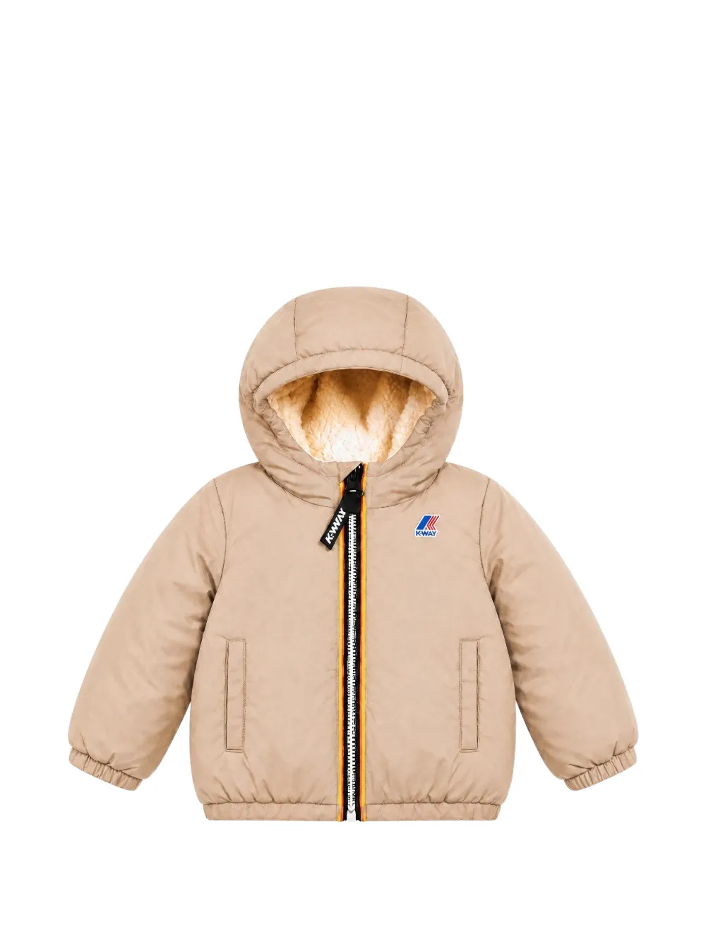 K Way Kids E. Le Vrai 4.0 Claudine Orsetto logo-patch hooded jacket Beige