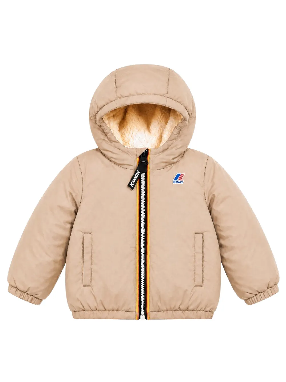 K Way Kids E. Le Vrai 4.0 Claudine Orsetto logo-patch hooded jacket Beige