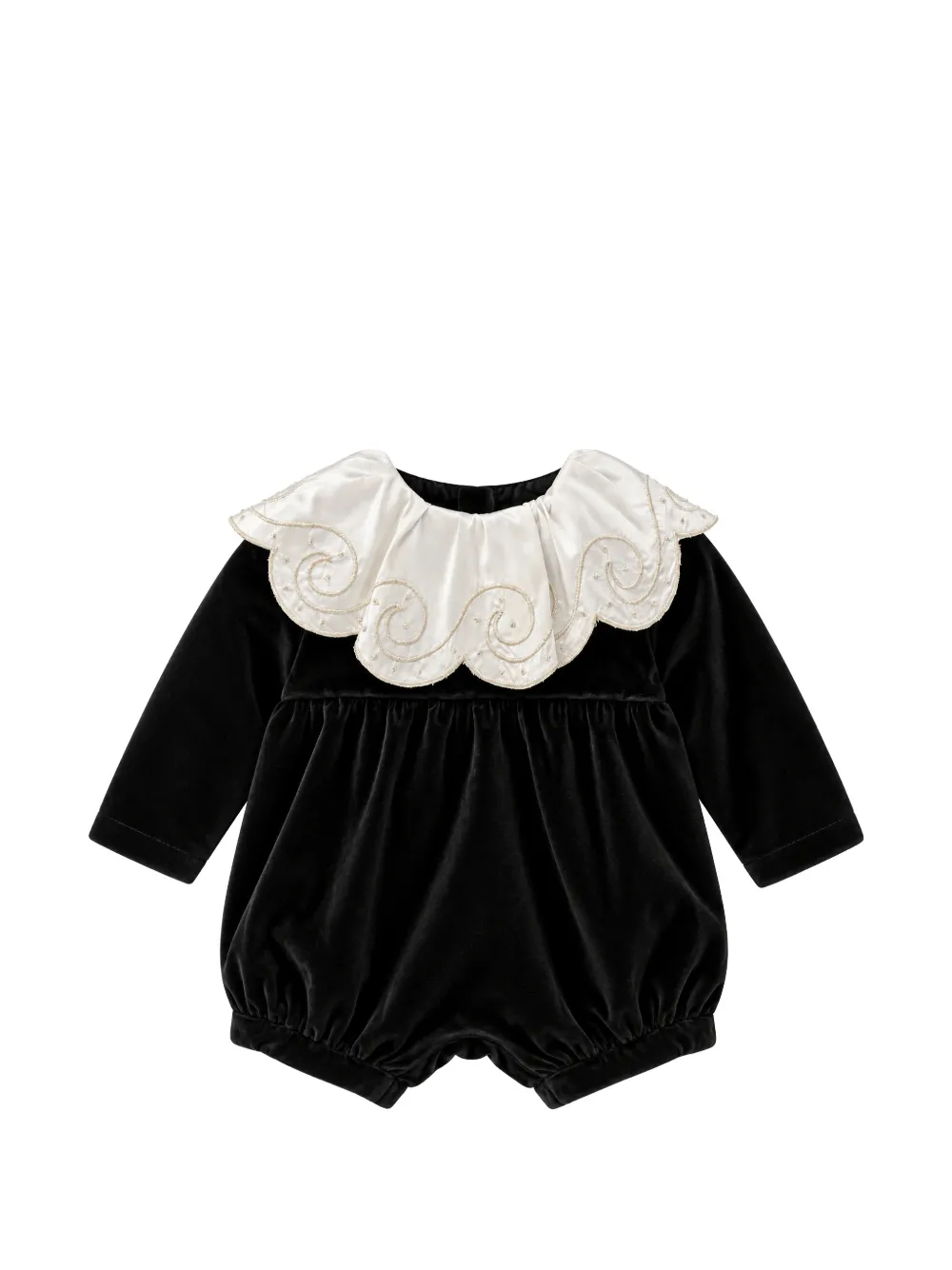 JESURUM BABY embroidered Peter Pan collar romper - Nero