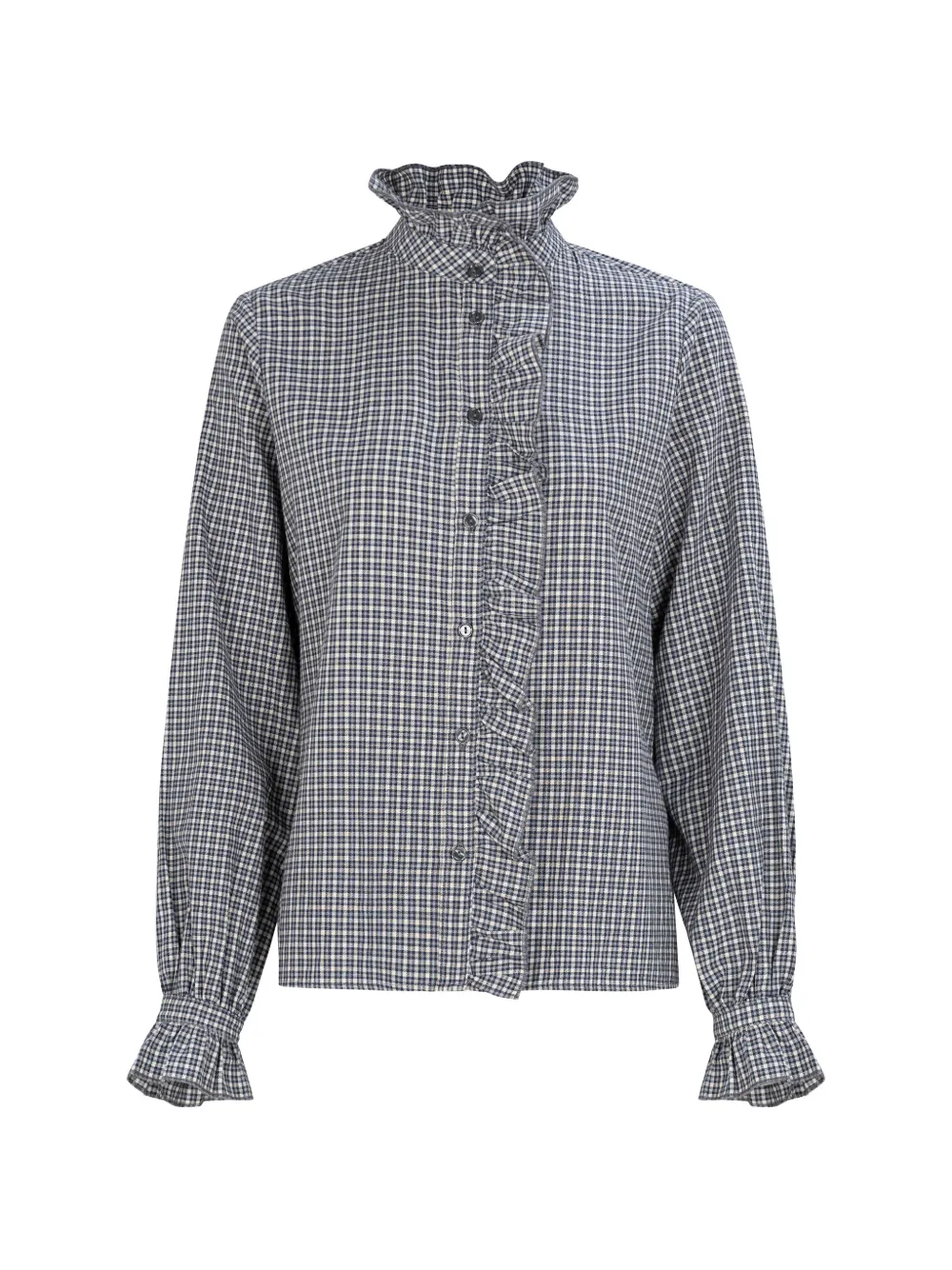 True Religion Liana ruffled gingham-check blouse - Grigio