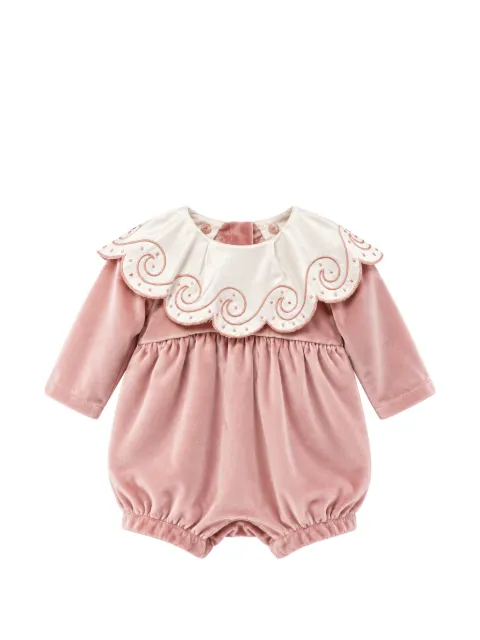 JESURUM BABY embroidered-collar velvet romper