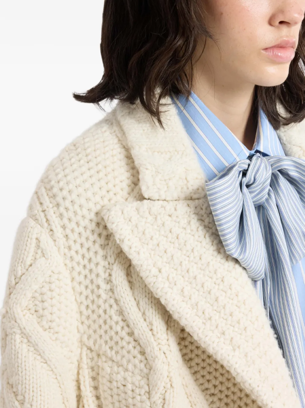 Ermanno Scervino cable-knit double-breasted cardigan coat Beige