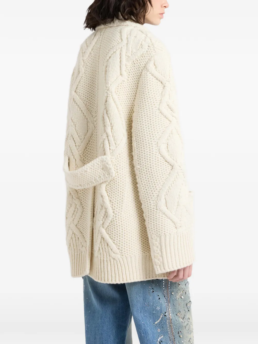 Ermanno Scervino cable-knit double-breasted cardigan coat Beige