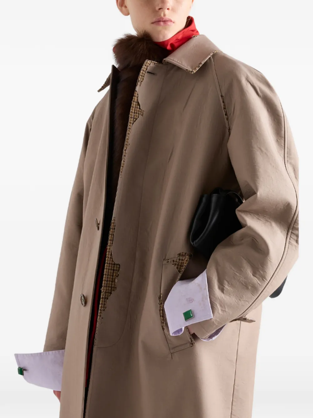 Prada bonded poplin coat with devoré effect Beige
