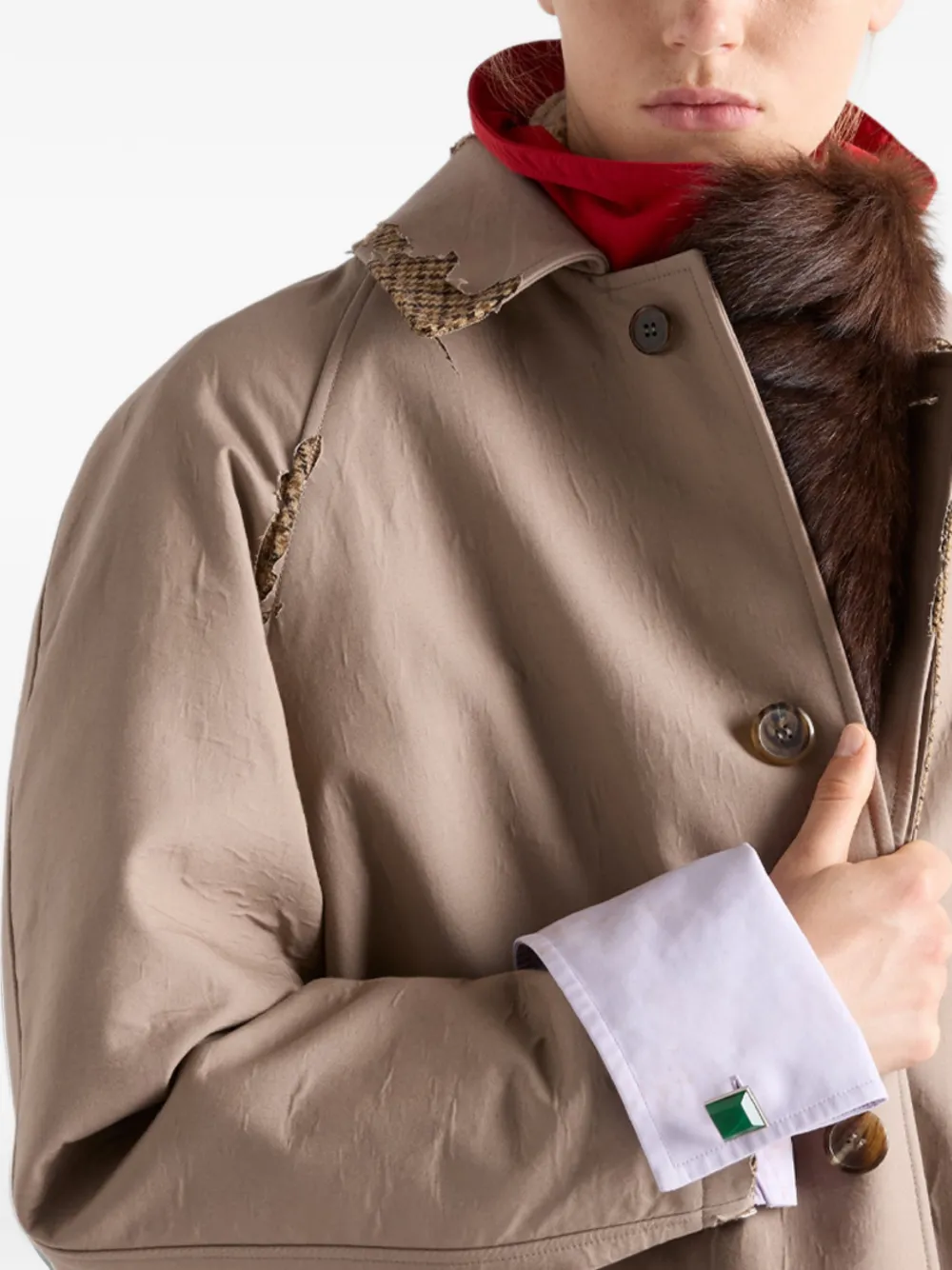 Prada bonded poplin coat with devoré effect Beige