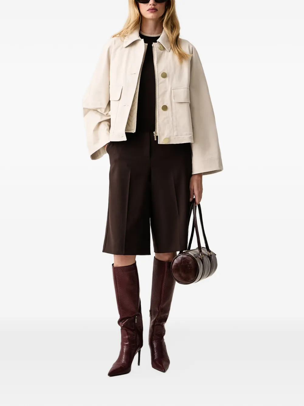 Armani Exchange button-fastening cropped jacket Beige