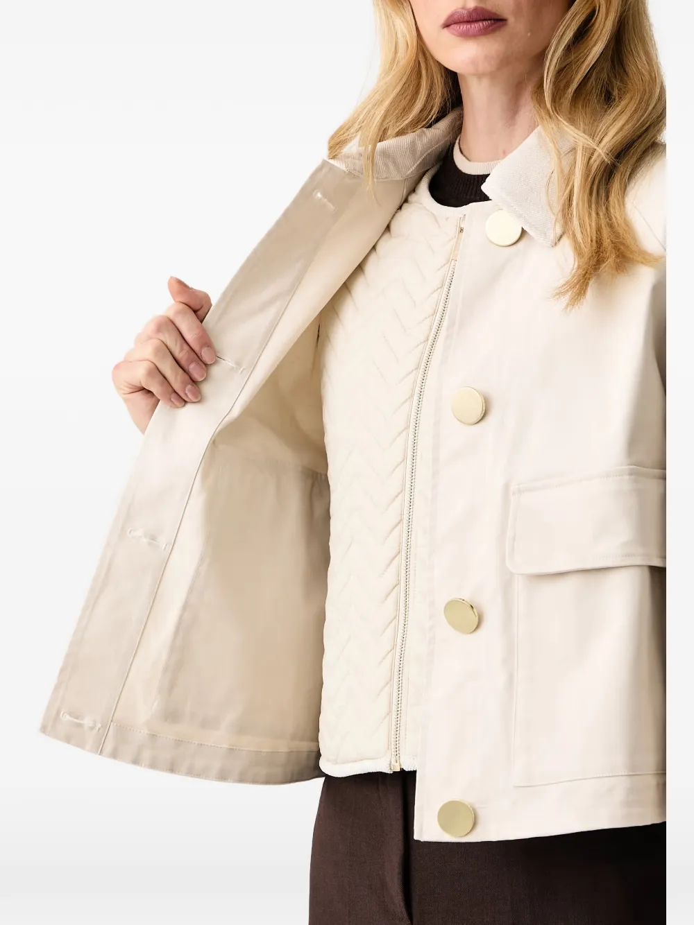 Armani Exchange button-fastening cropped jacket Beige