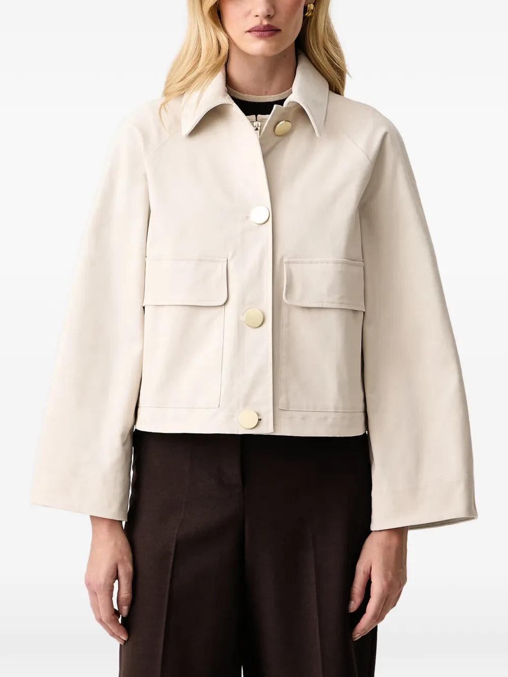 Armani Exchange button-fastening cropped jacket Beige