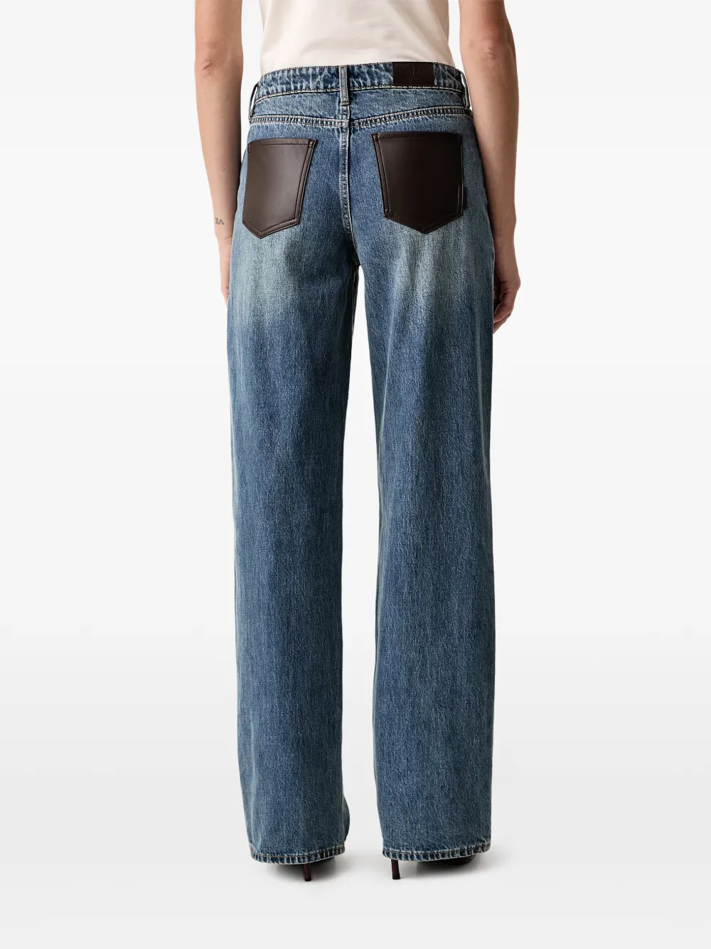 Armani Exchange oversized faded straight-leg jeans Blauw
