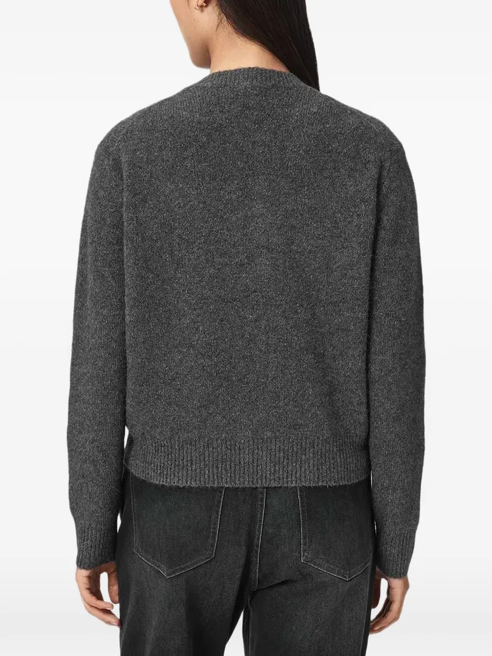 AllSaints Effie zip-up knitted cardigan Grijs