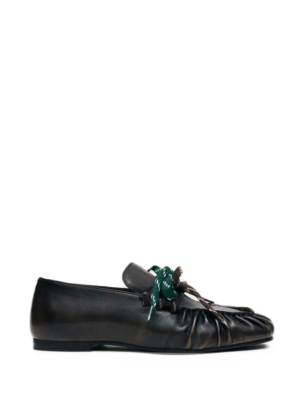 ALOHAS Aven leather ruched loafers - Marrone