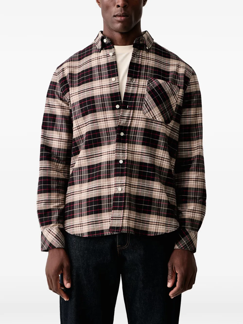 Barbour 아난 어센틱 핏 긴소매 셔츠 | 뉴트럴 | Image 1