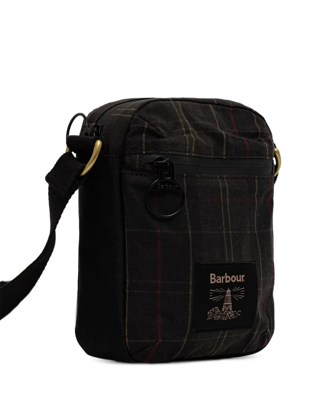 Barbour Field tartan waxed crossbody bag Zwart