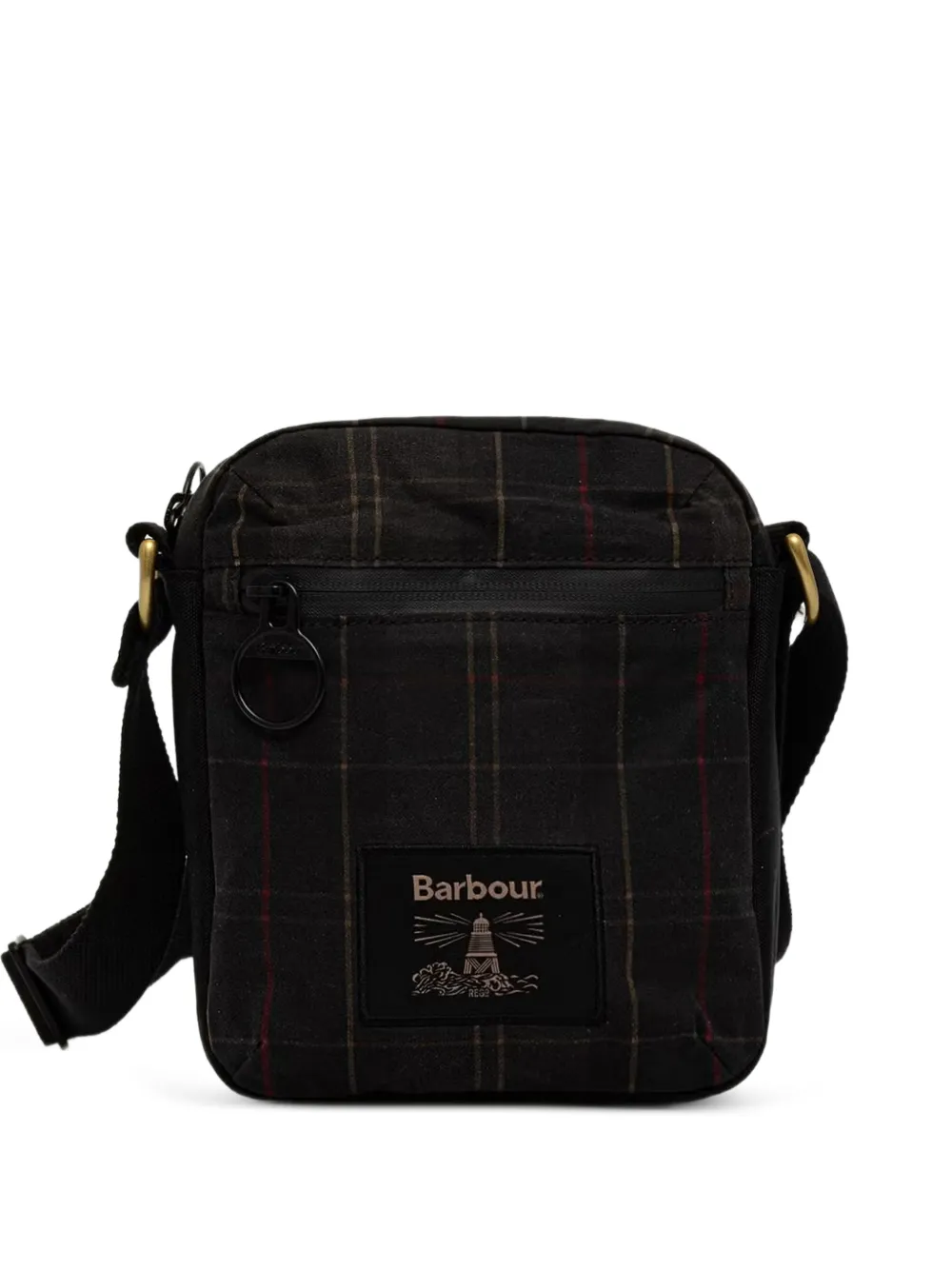 Barbour Field tartan waxed crossbody bag | Black | Image 1