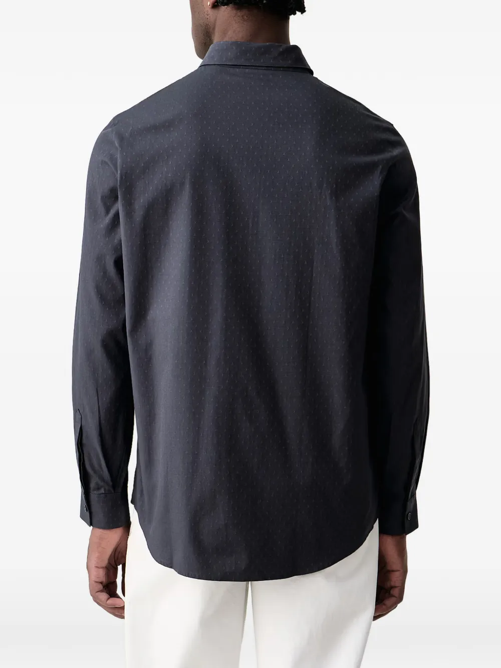 Armani Exchange monogram-pattern long-sleeve shirt Grijs