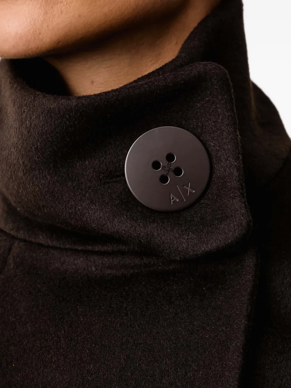 Armani Exchange belted double-breasted coat Bruin
