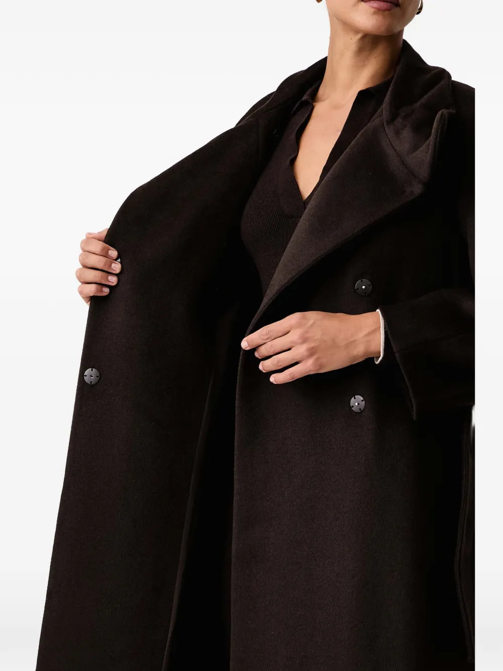 Armani Exchange belted double-breasted coat Bruin