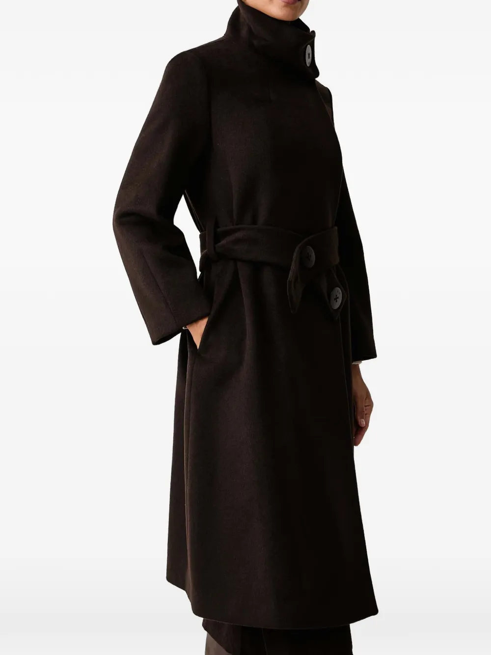 Armani Exchange belted double-breasted coat Bruin
