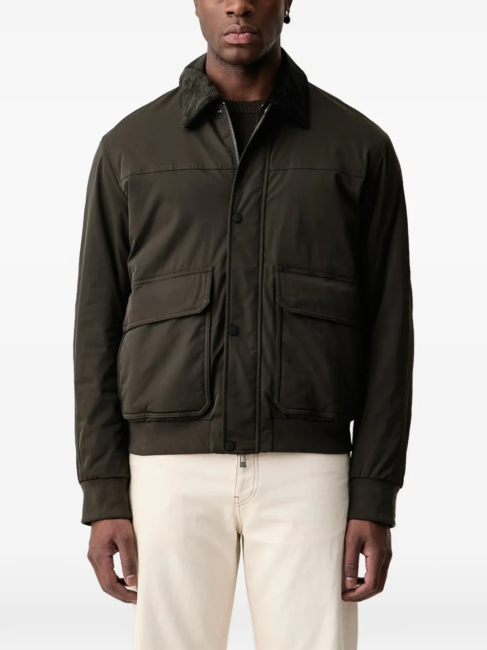Armani Exchange corduroy-collar bomber jacket - Verde