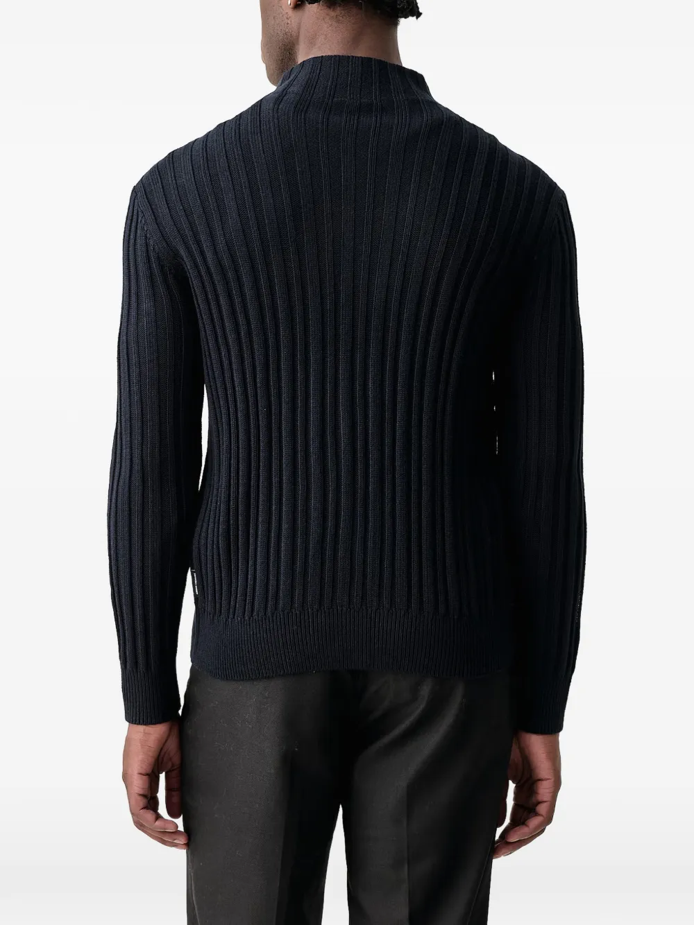 Armani Exchange ribbed-knit zip-up cardigan Blauw
