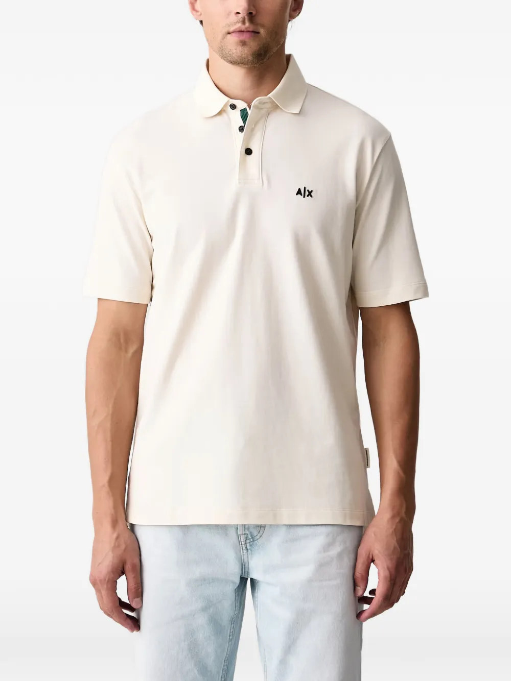 Armani Exchange logo-embroidered piqué polo shirt - Toni neutri