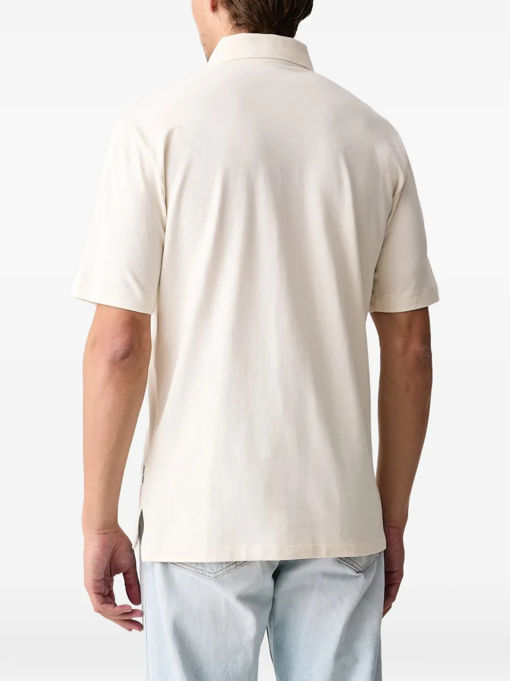 Armani Exchange logo-embroidered piqué polo shirt Beige